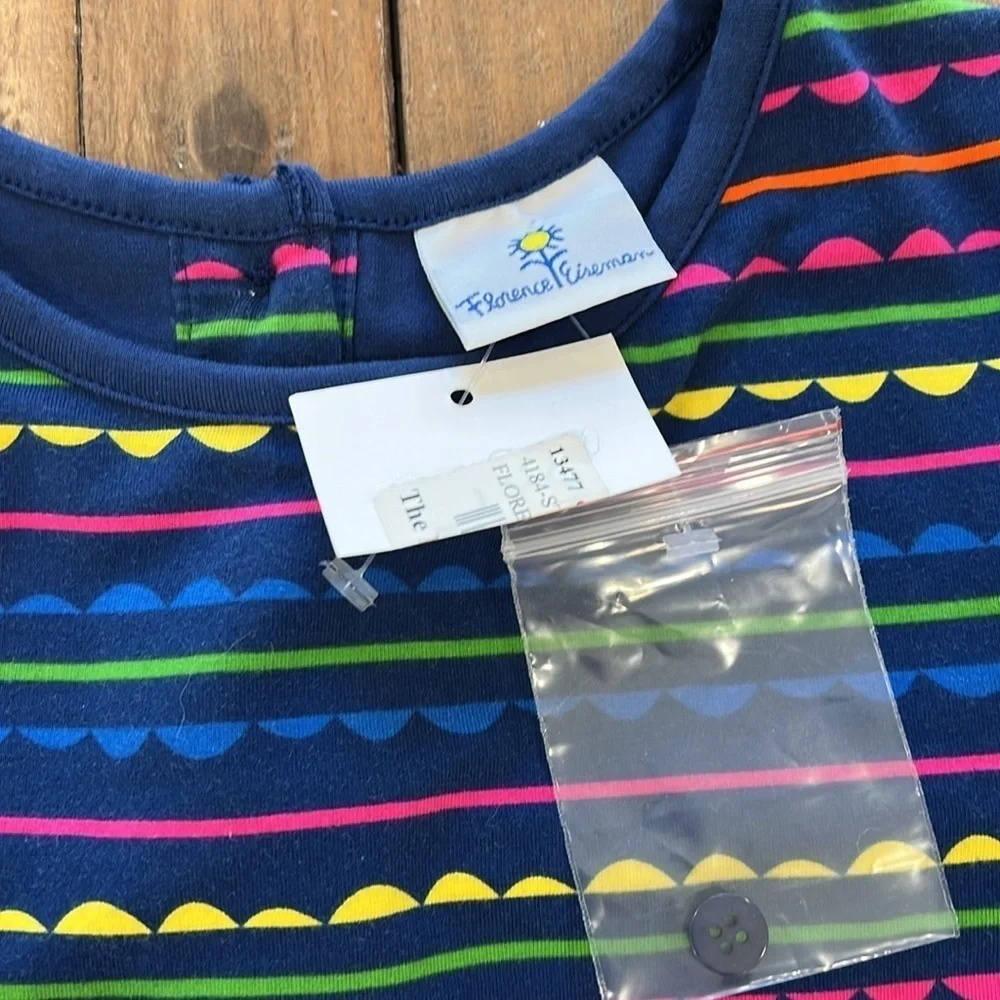 Florence Eiseman navy rainbow stripe drop waist dress nwt 6 years